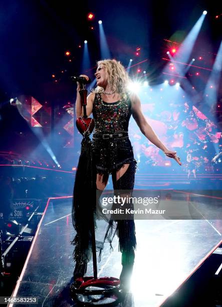 Carrie Underwood performs onstage during "The Denim & Rhinestones Tour" at Madison Square Garden on February 21, 2023 in New York City.