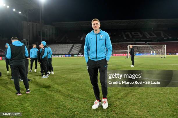 Toma Basic of SS lazio looks during the walk arau ahead of their UEFA Europa Conference League knockout round play-off leg one match against CFR Cluj...