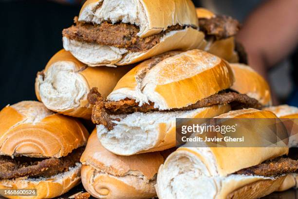 milanese sandwiches. traditional argentine food. - milanese stockfoto's en -beelden