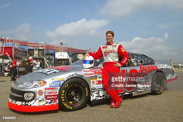 Jamie McMurray, driver of the Ganassi Racing Dodge Intrepid R/T, in the garage area during practice for the EA Sports 500 at Talladega Superspeedway...