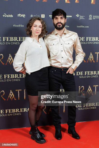 Actors Edurne Azkarate and Eneko Sagardoy pose at the photocall of the feature film 'Irati', by film director Paul Urkijo, at the cinemas Renoir...