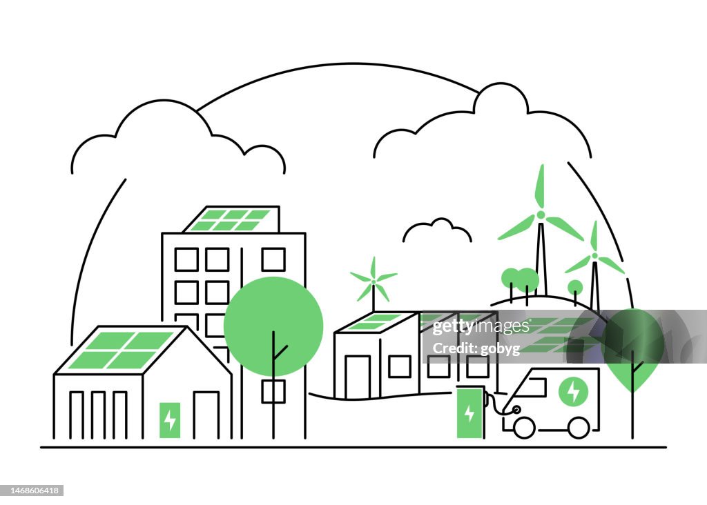 Green Electricity Outline Landscape