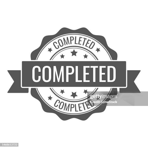 ilustrações de stock, clip art, desenhos animados e ícones de completed stamp, seal. vector badge, icon template. illustration isolated on white background. - certification-icon