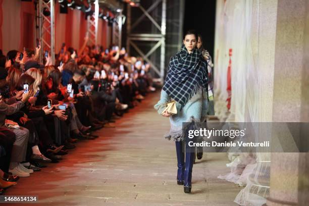 Model walks the runway at the Etro fashion show during the Milan Fashion Week Womenswear Fall/Winter 2023/2024 on February 22, 2023 in Milan, Italy.