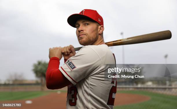 Los Angeles Angels infielder Brandon Drury is photographed for Los Angeles Times on February 21, 2023 in Tempe, Arizona. PUBLISHED IMAGE. CREDIT MUST...