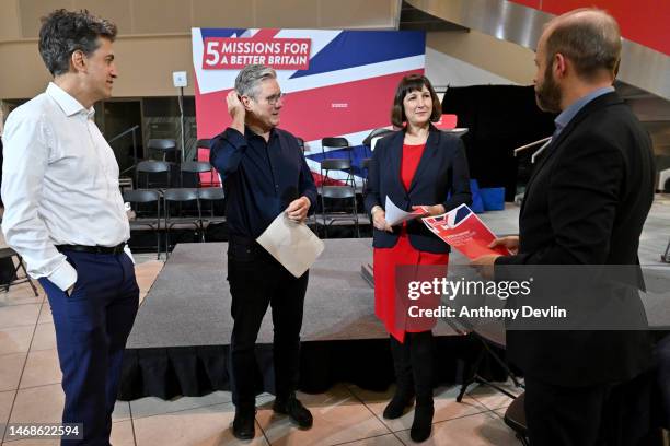 Labour leader Keir Starmer is joined by members of his Shadow Cabinet Ed Miliband , Rachel Reeves and Jonathan Reynolds as he prepares for tomorrow's...