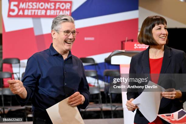 Labour leader Keir Starmer is joined by Shadow Cabinet member Rachel Reeves as he prepares for tomorrow's key speech on Labour's mission for...