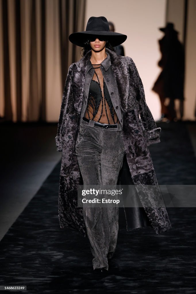 Fall Ferrett A model walks the runway at the Alberta Ferretti fashion show during ...