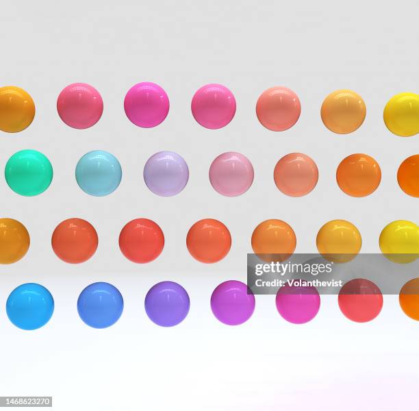 3d dots abstract render multicolors background - sphère 3d photos et images de collection