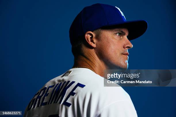 Zack Greinke of the Kansas City Royals poses for a photo on media day at Surprise Stadium on February 22, 2023 in Surprise, Arizona.