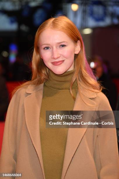 Gina Stiebitz attends the "Roter Himmel" premiere during the 73rd Berlinale International Film Festival Berlin at Berlinale Palast on February 22,...