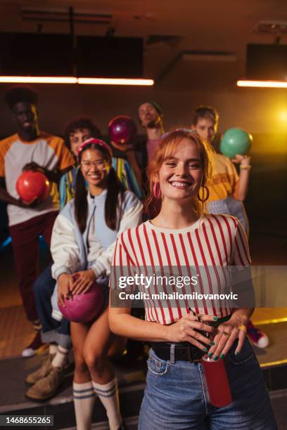 friends like to bowl - bowling stock pictures, royalty-free photos & images