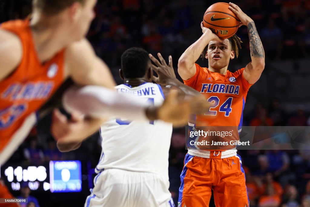 Florida Versus Riley Riley Kugel of the Florida Gators shoots the ball during the first ...