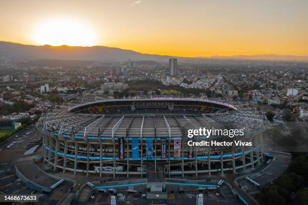 Aerial view of Azteca Stadium prior to the 7th round match between Cruz Azul and Atlas as part of the Torneo Clausura 2023 Liga MX at Azteca Stadium...