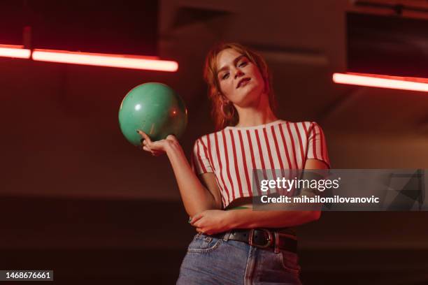 bowling player portrait - bowling woman stock pictures, royalty-free photos & images