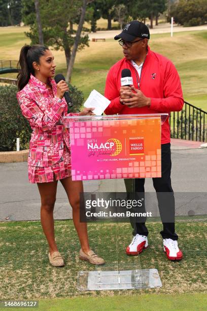 Seema Sadekar and Jay Harris attend the 54th NAACP Image Awards Golf Invitational, a PGD Global Production, at Wilshire Country Club on February 21,...
