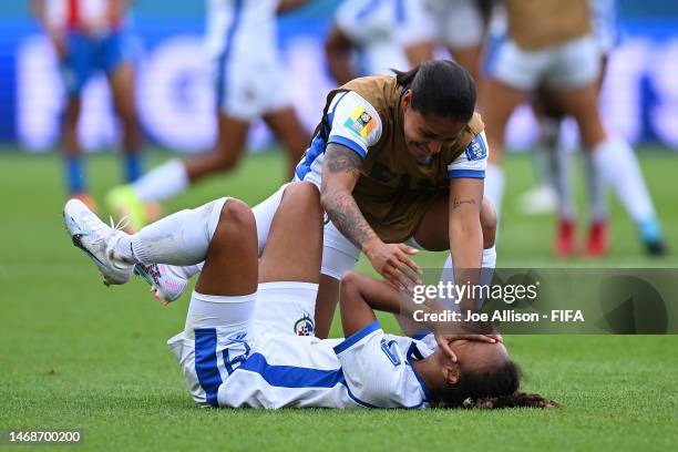 Panama celebrate at the final whistle after their victory and qualification for the 2023 FIFA Women's World Cup during the 2023 FIFA World Cup Play...