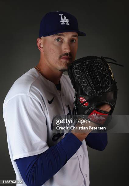 Pitcher Bryan Hudson of the Los Angeles Dodgers poses for a portrait during MLB photo day at Camelback Ranch on February 22, 2023 in Glendale,...