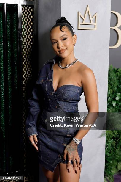 Karrueche Tran attends the Premiere of Peacock's "Bel-Air" Season 2 at NeueHouse Hollywood on February 22, 2023 in Hollywood, California.