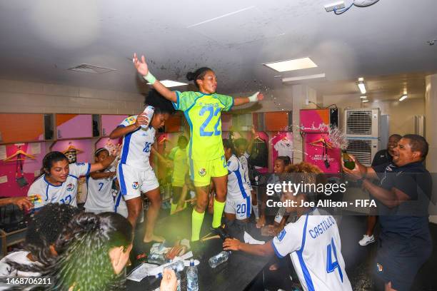 Panama celebrate after their victory and qualification for the 2023 FIFA Women's World Cup during the 2023 FIFA World Cup Play Off Tournament match...