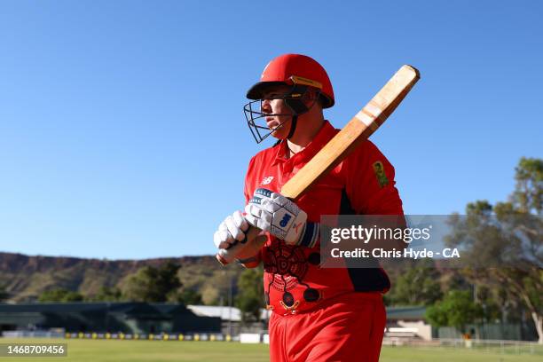 Andrew Miller of South Australia walks out for the start of of the 2023 National Indigenous Championships match between South Australia and Victoria...