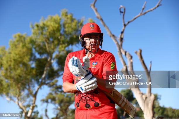 Andrew Miller of South Australia walks out for the start of of the 2023 National Indigenous Championships match between South Australia and Victoria...