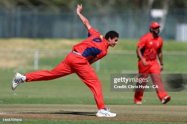 Jackson Gillespie of South Australia bowls during the 2023 National Indigenous Championships mens match between South Australia and Victoria at...