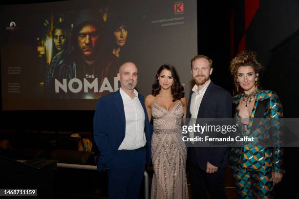 Daniel Diosdado, Lauren Biazzo , Dietrich Teschner and Vanessa Calderón attend "The Nomad" premiere at Regal Essex Crossing on February 22, 2023 in...