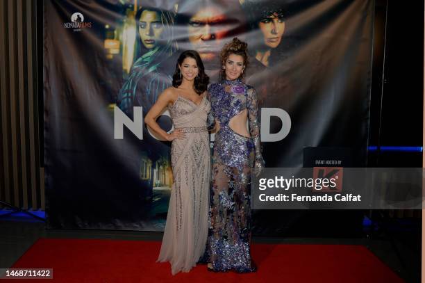 Actresses Lauren Biazzo and Vanessa Calderón attend "The Nomad" premiere at Regal Essex Crossing on February 22, 2023 in New York City.