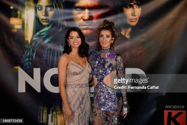 Actresses Lauren Biazzo and Vanessa Calderón attend "The Nomad" premiere at Regal Essex Crossing on February 22, 2023 in New York City.