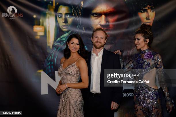 Lauren Biazzo, Dietrich Teschner and Vanessa Calderón attend "The Nomad" premiere at Regal Essex Crossing on February 22, 2023 in New York City.