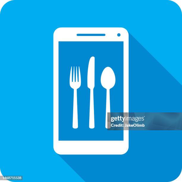 silverware smartphone icon silhouette 1 - butter knife stock illustrations