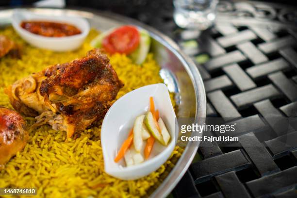 delicious chicken biryani - pilau rice stock pictures, royalty-free photos & images