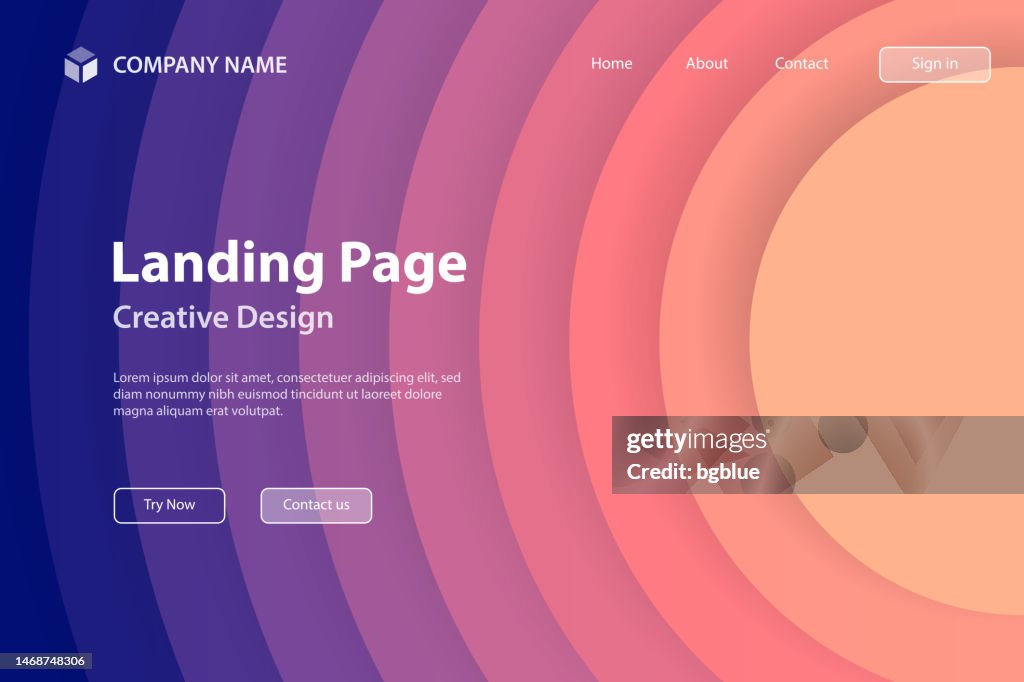 Landingpage Template - Abstraktes Design mit Kreisen - Trendiger lila Farbverlauf