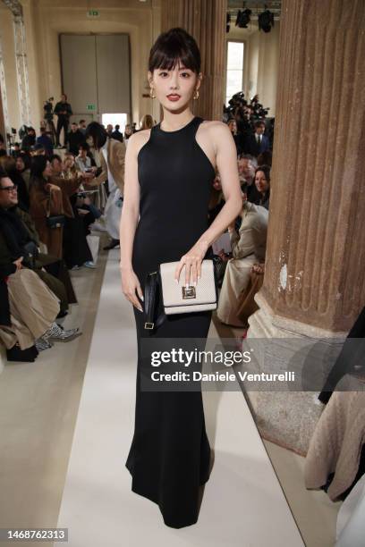 Jiani Zhang is seen on the front row of the Max Mara fashion show during the Milan Fashion Week Womenswear Fall/Winter 2023/2024 on February 23, 2023...