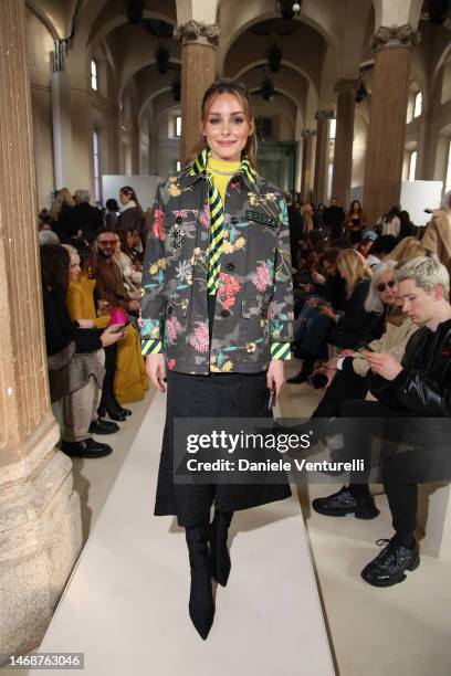 Olivia Palermo is seen on the front row of the Max Mara fashion show during the Milan Fashion Week Womenswear Fall/Winter 2023/2024 on February 23,...