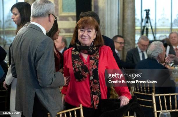 The first vice-president of the Senate and president of the PSOE, Cristina Narbona, on her arrival at a Forum Europe breakfast briefing at the Casino...