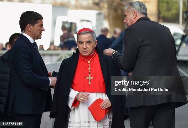 Italian Cardinal Giovanni Angelo Becciu, Prefect emeritus of the Congregation for the Causes of Saints during the penitential procession on Ash...