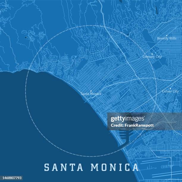 santa monica ca city vector road map blue text - venice california stock illustrations