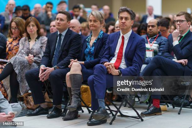 Shadow Health Secretary Wes Streeting, Shadow Home Secretary Yvette Cooper and Shadow Climate Change and Net Zero Secretary Ed Miliband during the...