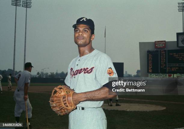 Jesus Alou of the Oakland Athletics baseball team pictured during the 1973 World Series against the New York Mets at Shea Stadium in New York,...