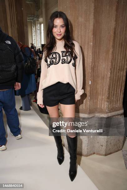 Tessa Brooks is seen on the front row of the Max Mara fashion show during the Milan Fashion Week Womenswear Fall/Winter 2023/2024 on February 23,...