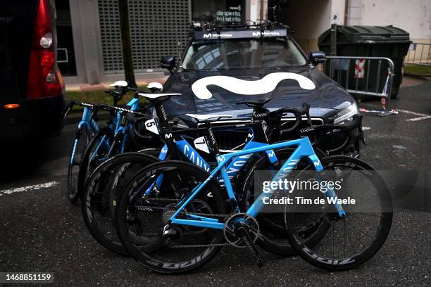 Specialized bikes of Movistar Team after the the cancellation during the 2nd O Gran Camiño 2023, Stage 1 a 188km stage from Muralla de Lugo to Sarria...