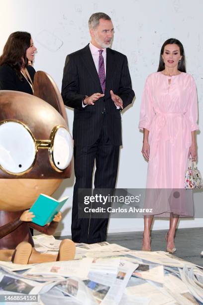 King Felipe VI of Spain and Queen Letizia of Spain inaugurate the ARCO Art Fair 2023 at Ifema on February 23, 2023 in Madrid, Spain.