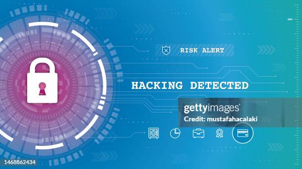 hacking detected security breach background - computer virus detected stock illustrations