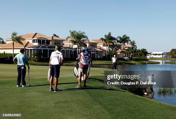 Kim of Korea hits from the water on the 17th hole during the first round of The Honda Classic at PGA National Resort And Spa on February 23, 2023 in...