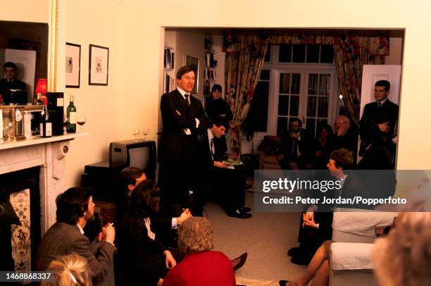 British Conservative Party politician Michael Portillo, Chief Secretary to the Treasury, holds a private meeting with supporters in London in 1992....