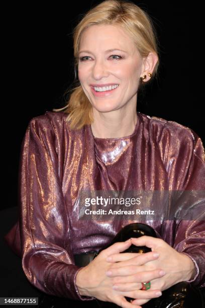 Cate Blanchett attends the Berlinale Talent Talk "Grand Orchestra: Conducting TÁR" at HAU Hebbel am Ufer on February 23, 2023 in Berlin, Germany.