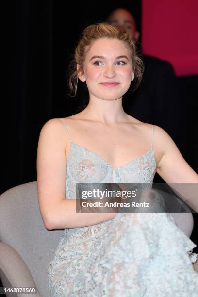 Sophie Kauer attends the Berlinale Talent Talk "Grand Orchestra: Conducting TÁR" at HAU Hebbel am Ufer on February 23, 2023 in Berlin, Germany.