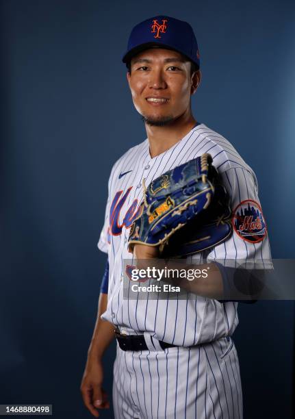 Kodai Senga of the New York Mets poses for a portrait during New York Mets Photo Day at Clover Park on February 23, 2023 in Port St. Lucie, Florida.